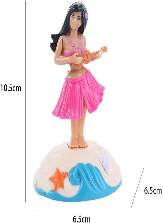 Bwexxt Pink Solar Powered Dancing Girl Swinging Hawaiian Girl Grass Skirt Swing Shaking Head Doll Car Dashboard Dancing Figure Solar Dancing Figurines Desktop Window Sun Catcher Car Dashboard Decor - Image 2